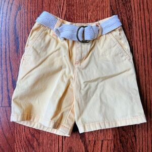 Janie and Jack Soft Yellow Shorts with Cream Belt - Size 6-12months